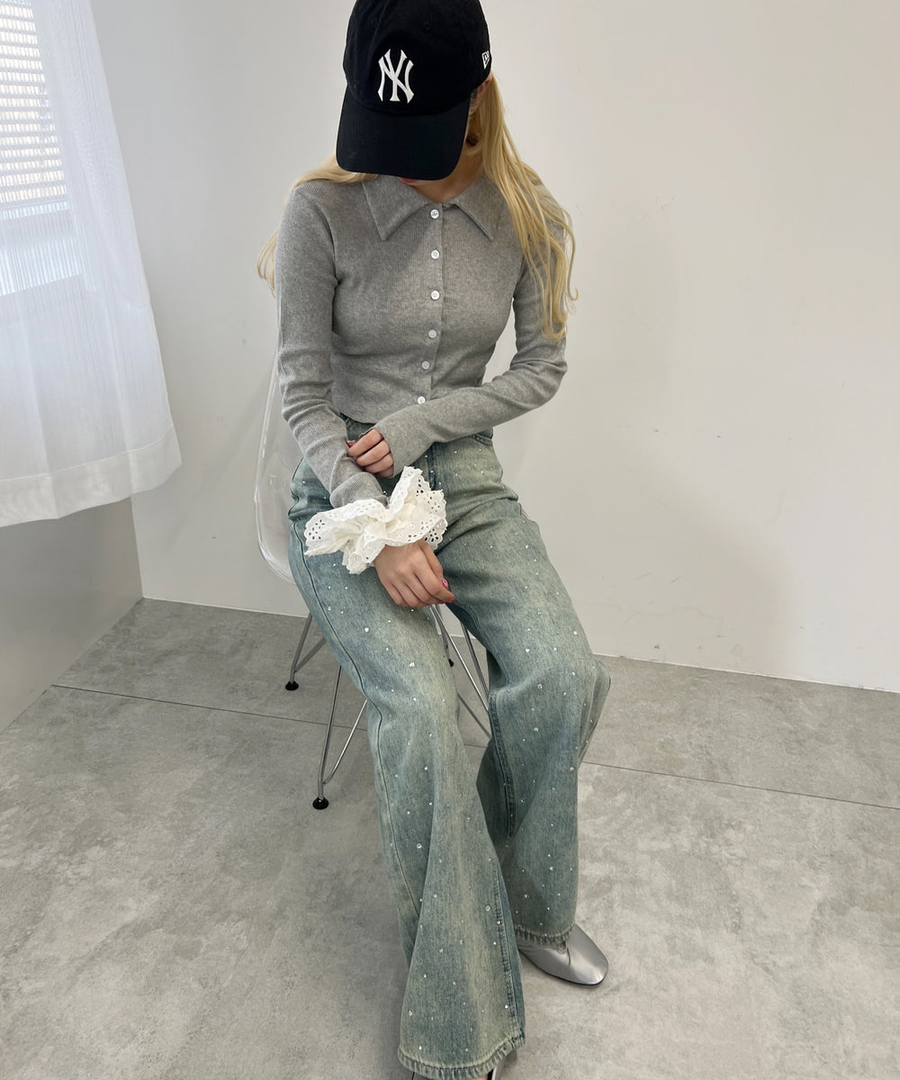 襟付きピチカーディガン