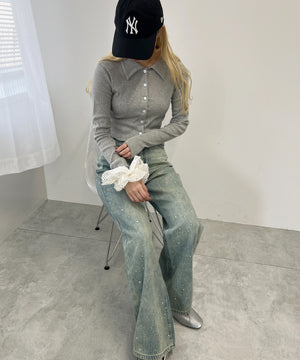 襟付きピチカーディガン