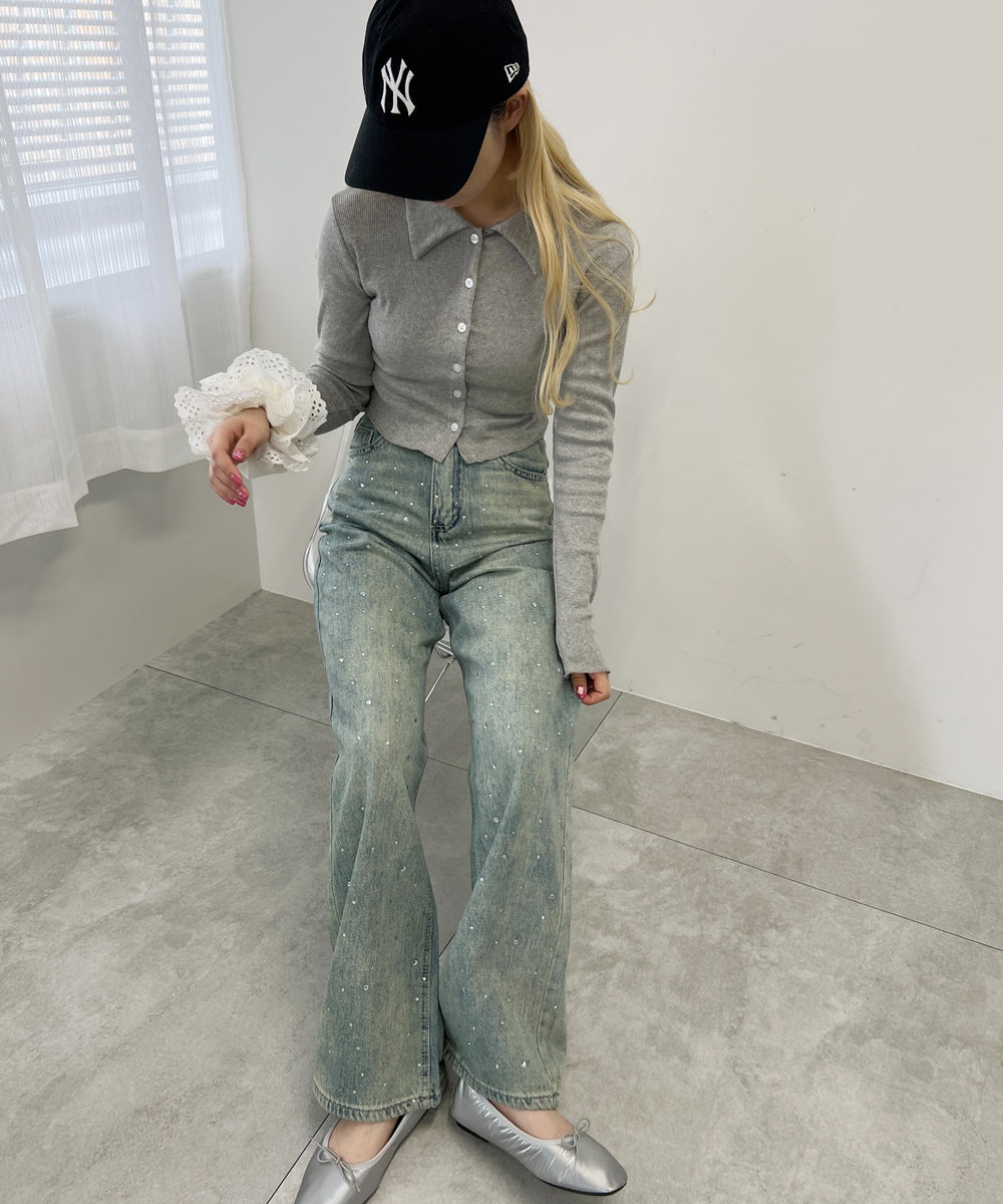 襟付きピチカーディガン