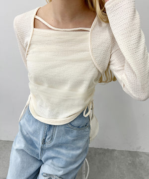 チュールレイヤードドロストトップス