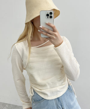 チュールレイヤードドロストトップス