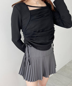 チュールレイヤードドロストトップス