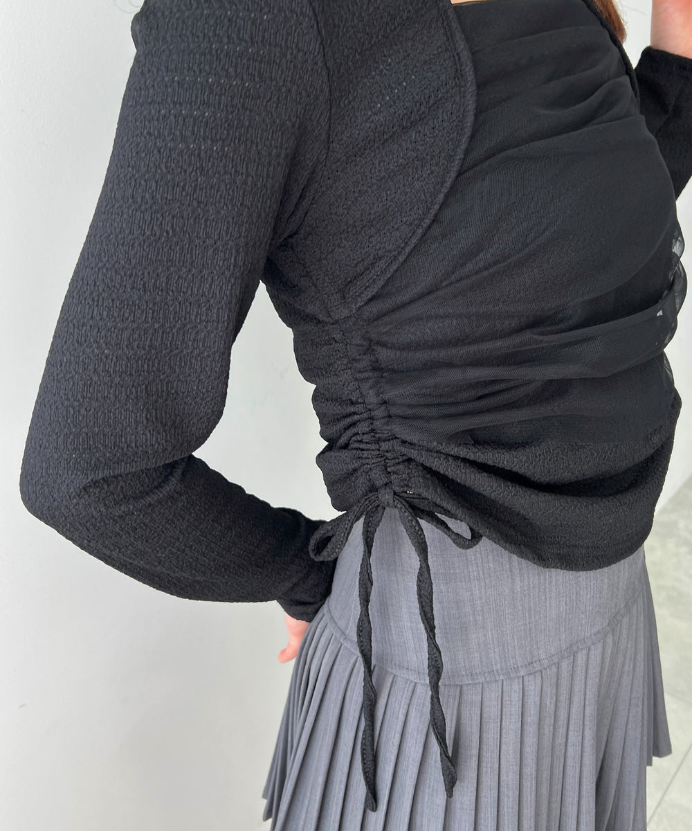 チュールレイヤードドロストトップス