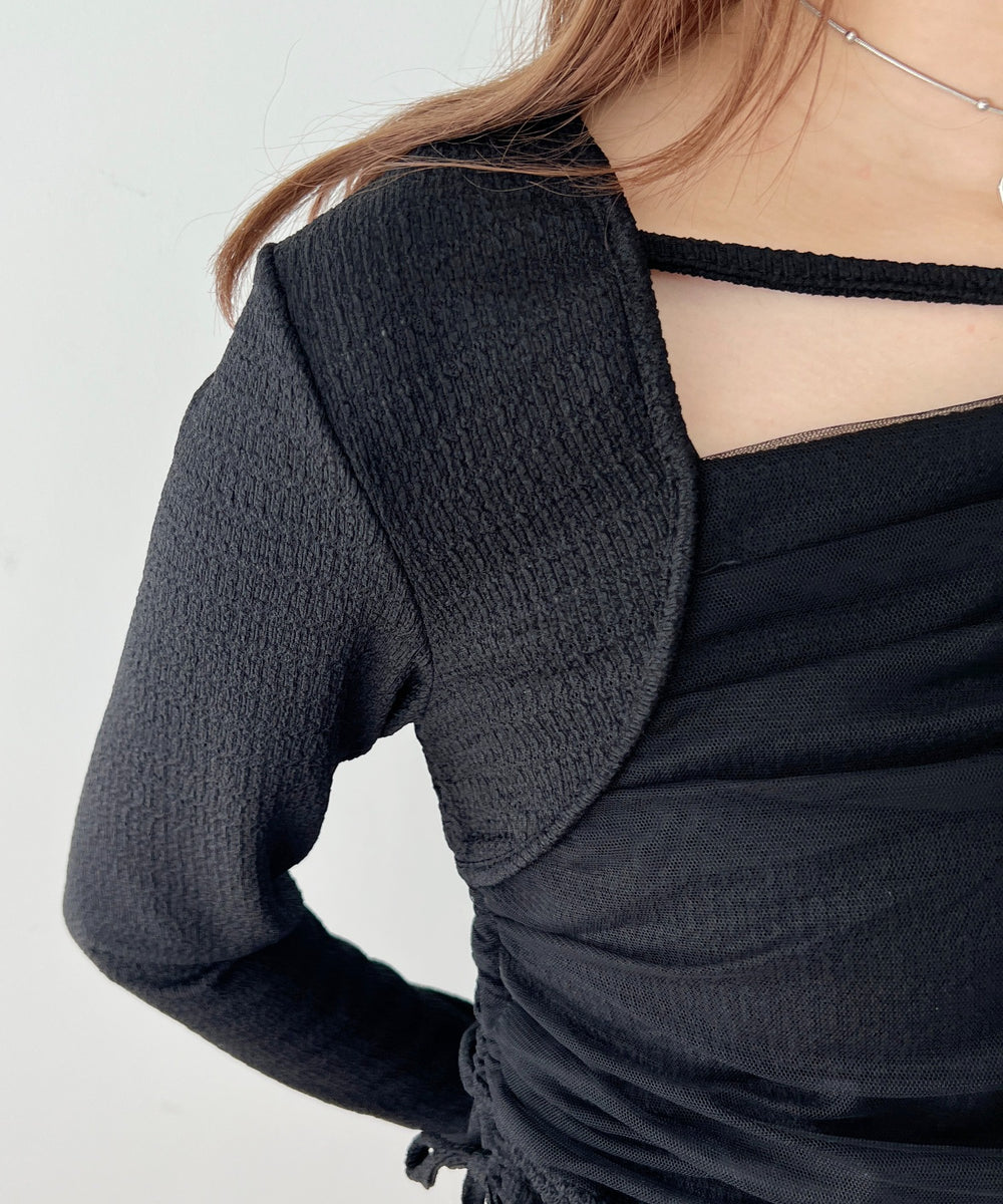 チュールレイヤードドロストトップス