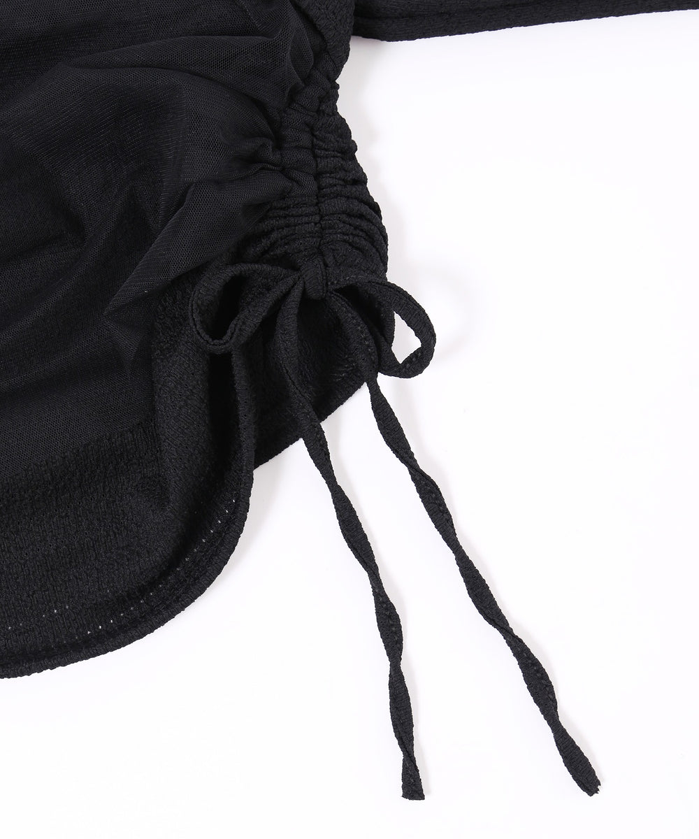 チュールレイヤードドロストトップス