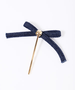 デニムリボンピン(2個セット)