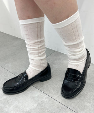 リボンパターンハイソックス