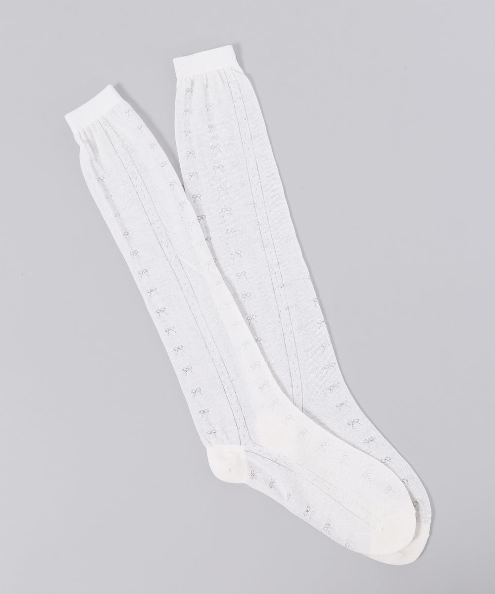 リボンパターンハイソックス