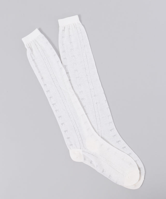 リボンパターンハイソックス