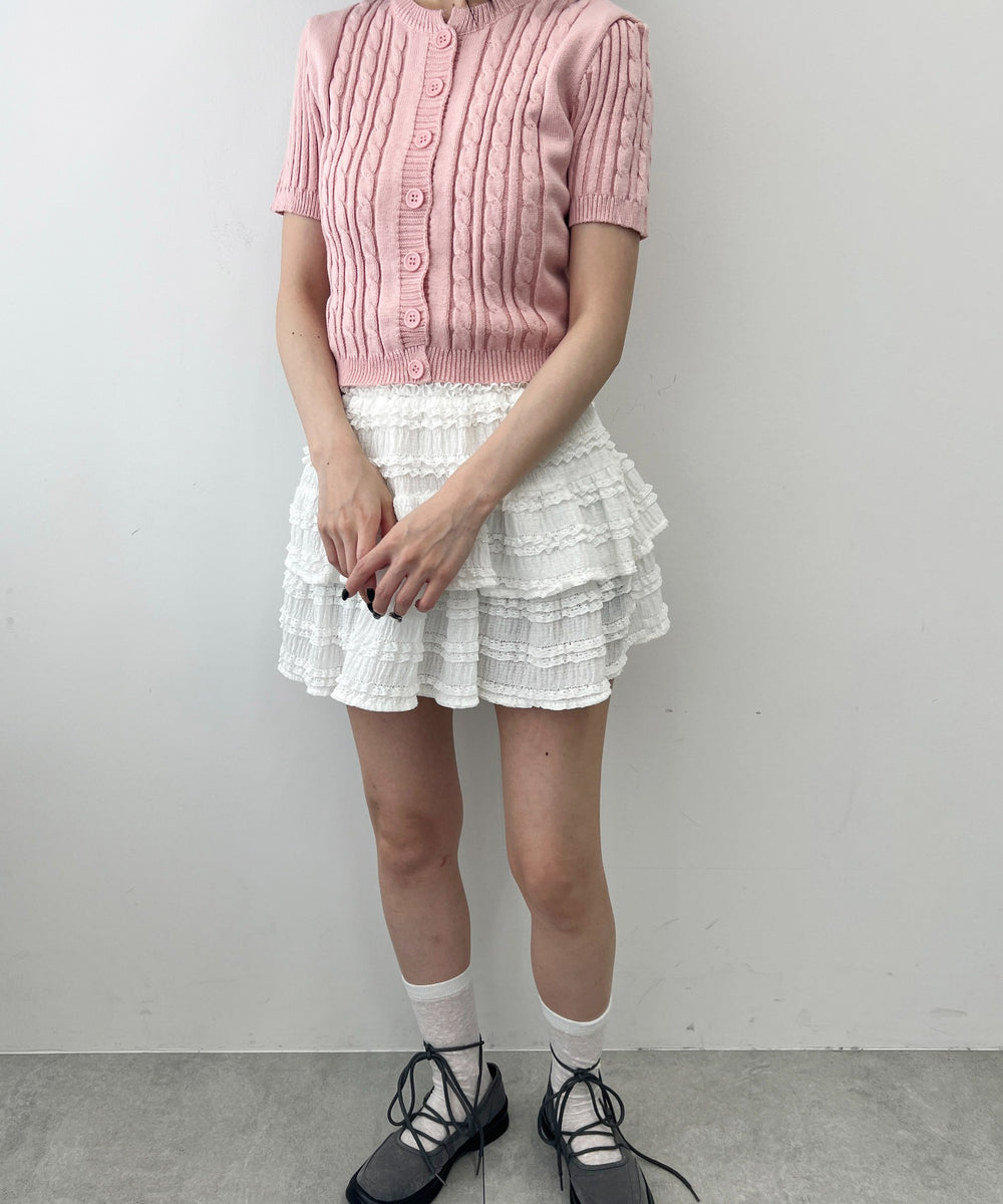 ケーブル半袖カーディガン