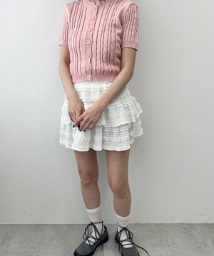 ケーブル半袖カーディガン