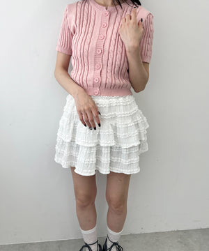 ケーブル半袖カーディガン