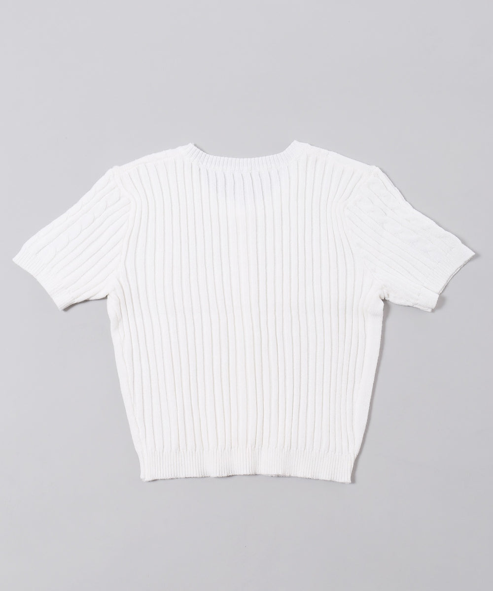 ケーブル半袖カーディガン