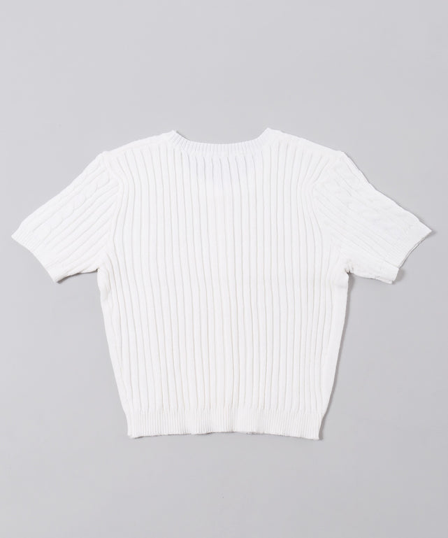 ケーブル半袖カーディガン