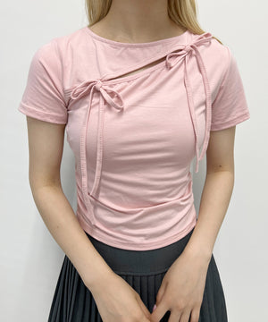カットアウトWリボンTシャツ