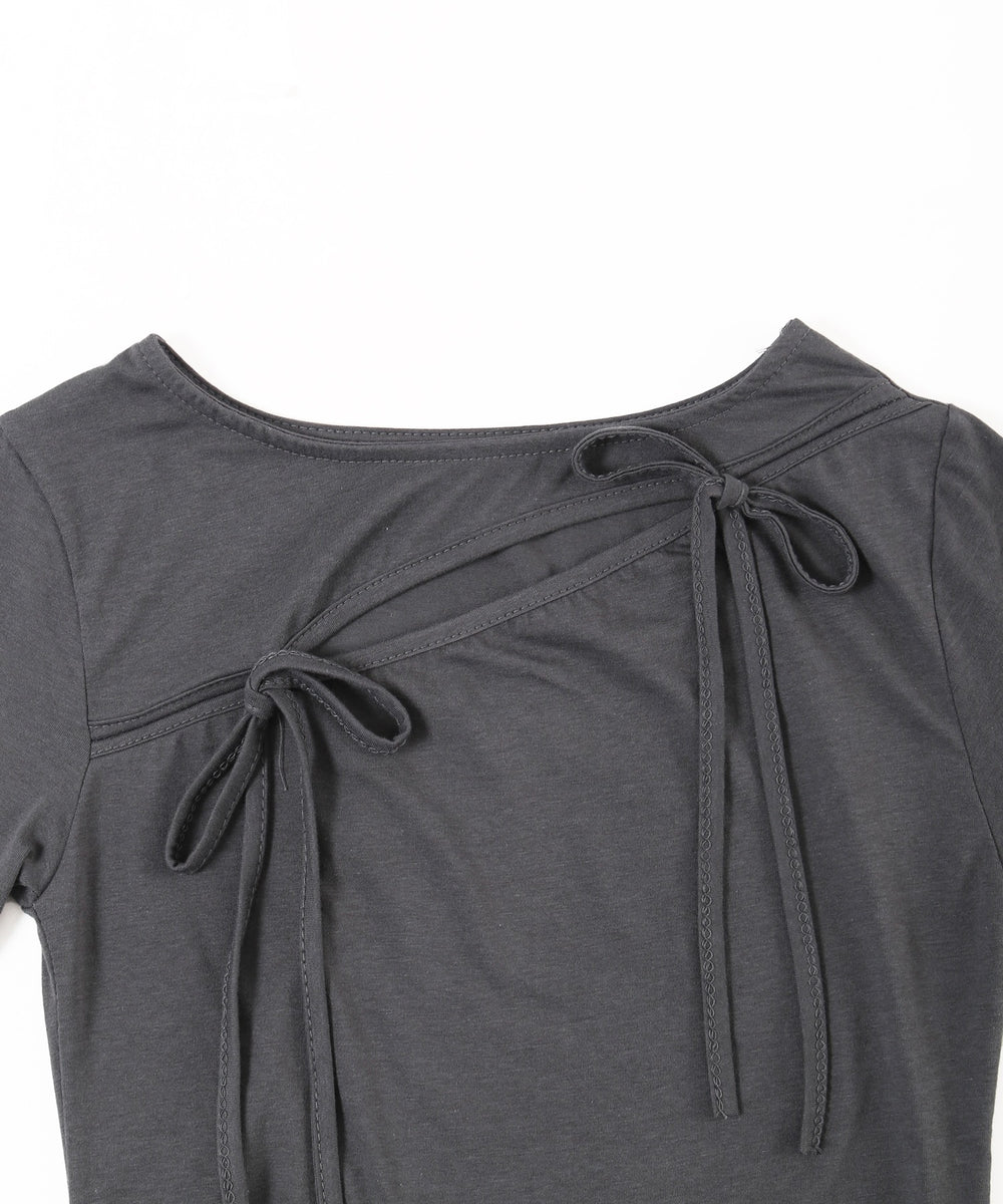 カットアウトWリボンTシャツ