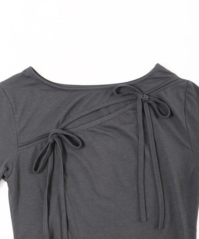 カットアウトWリボンTシャツ