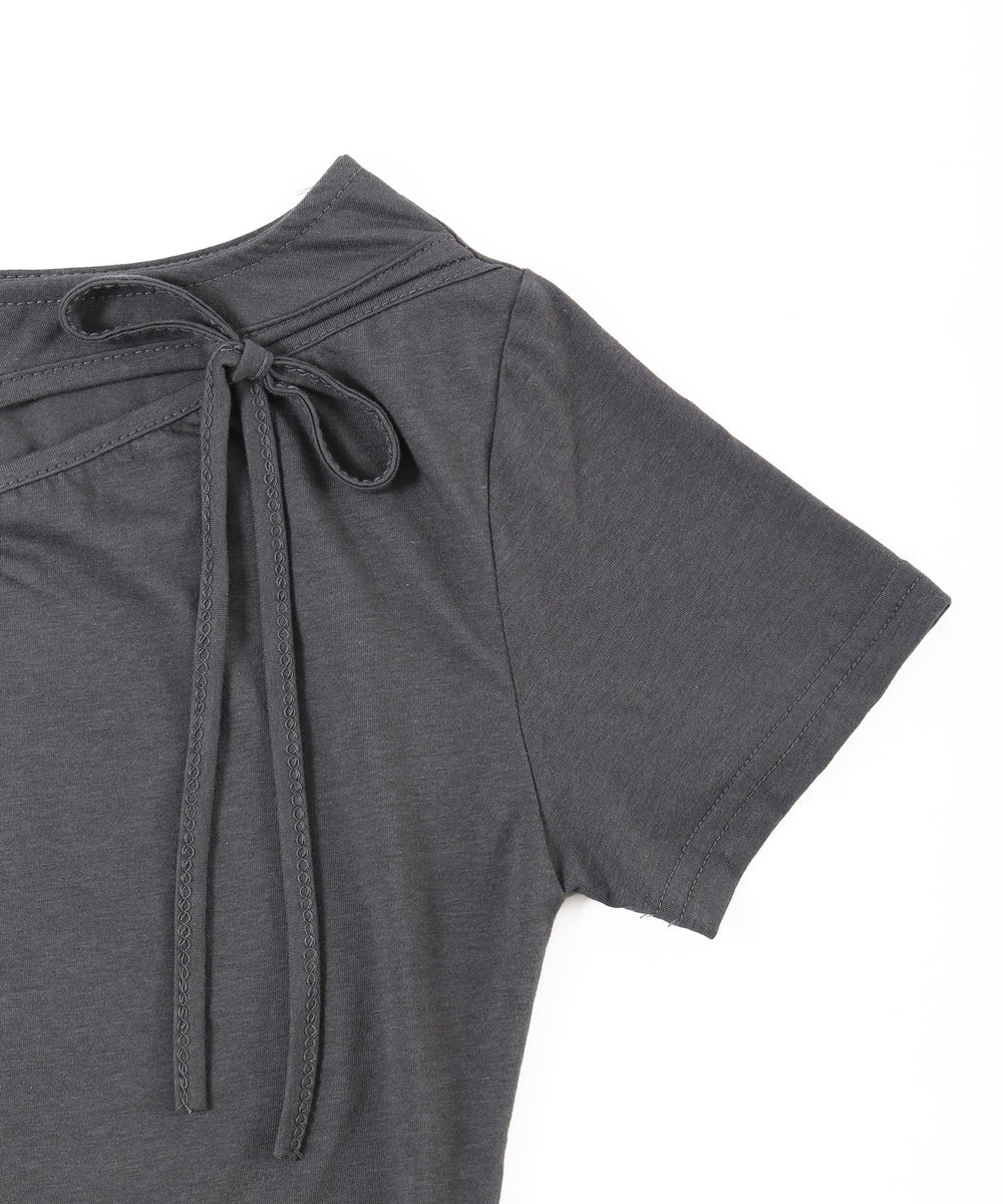 カットアウトWリボンTシャツ