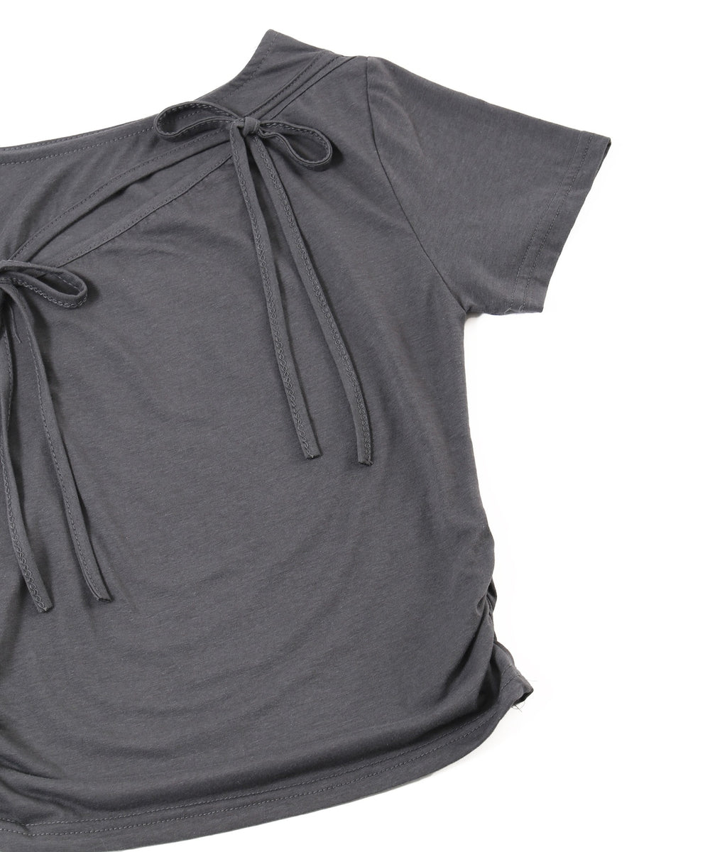 カットアウトWリボンTシャツ