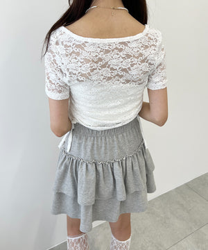 レースドロスト半袖カーディガン