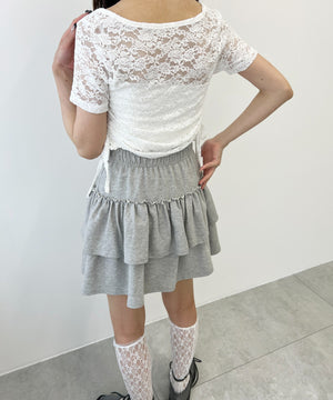 レースドロスト半袖カーディガン