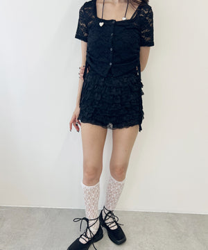 レースドロスト半袖カーディガン