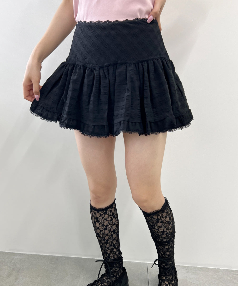 レースパイピングミニスカート