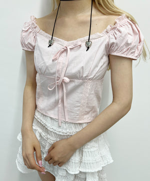 フロントリボンブラウス