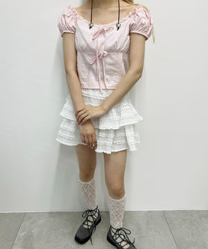 フロントリボンブラウス