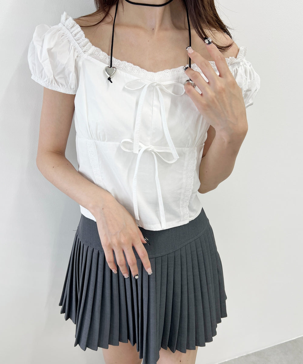 フロントリボンブラウス