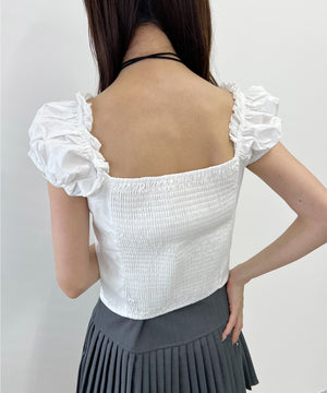 フロントリボンブラウス