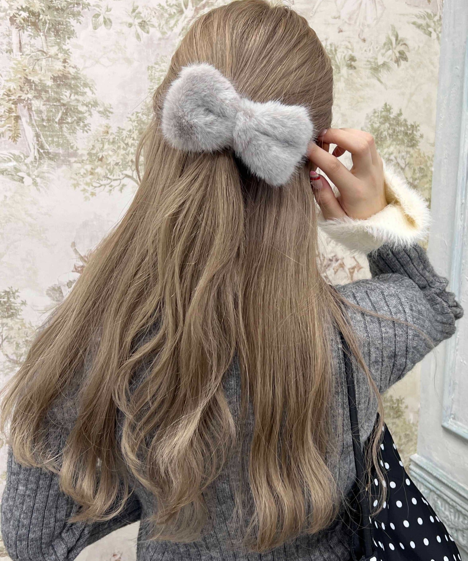 リボン　バレッタ♡スエードリボンブラウン♡ファー付き♡ハンドメイド PWCK25AW-012main105.jpg?v=