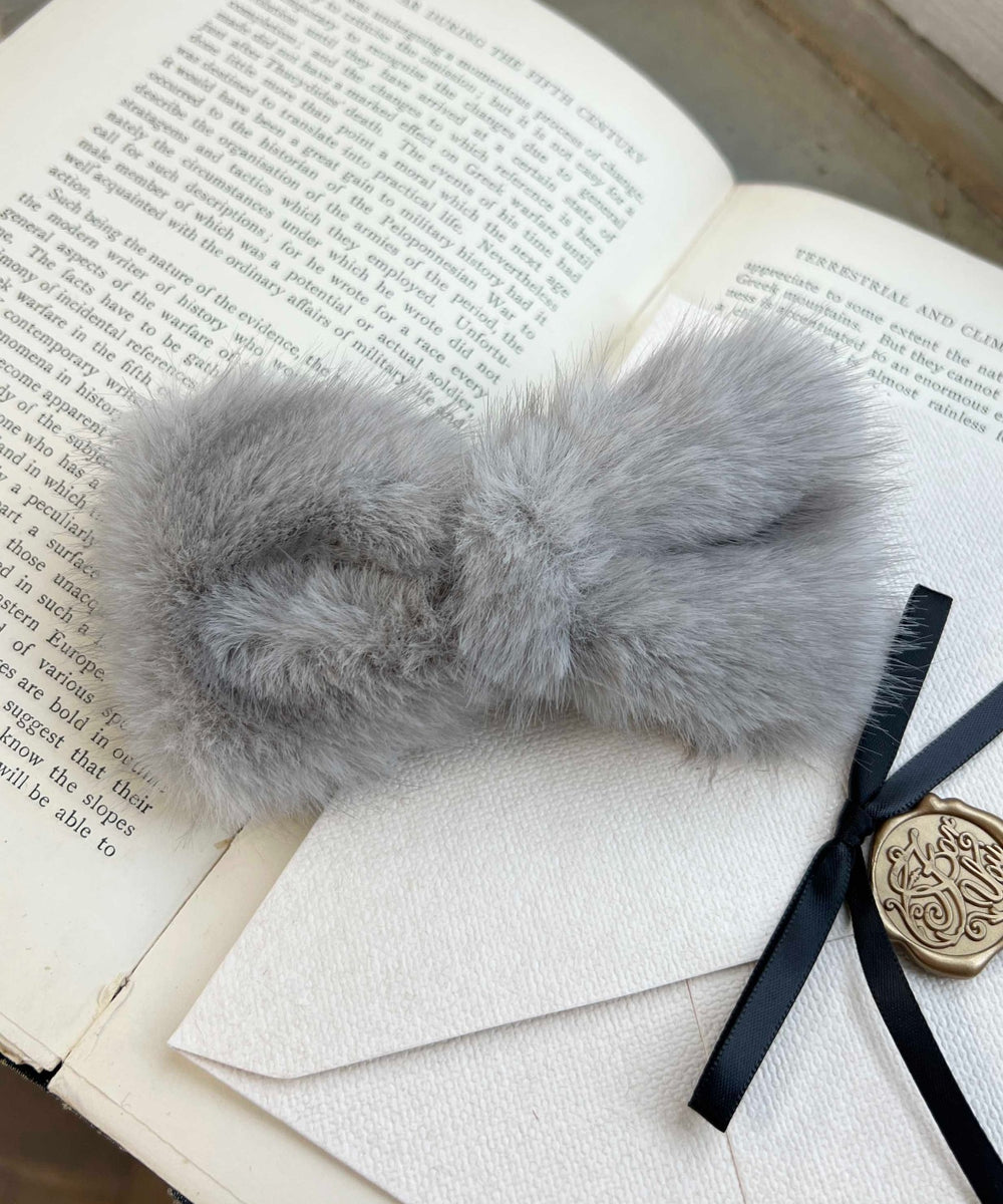 フェイクファーリボンバレッタ