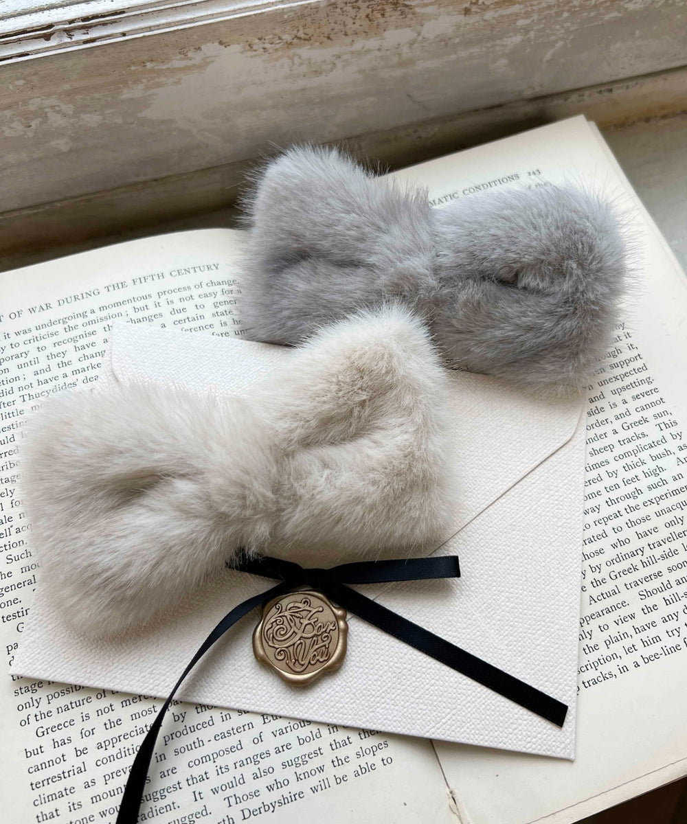 フェイクファーリボンバレッタ