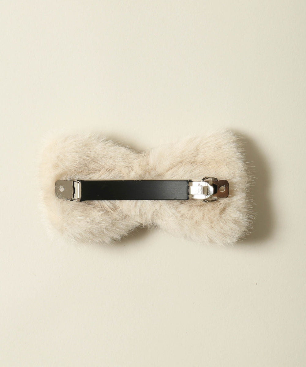 フェイクファーリボンバレッタ