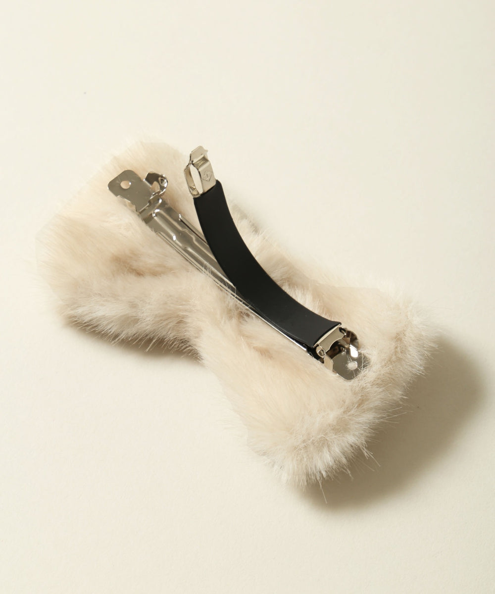 フェイクファーリボンバレッタ