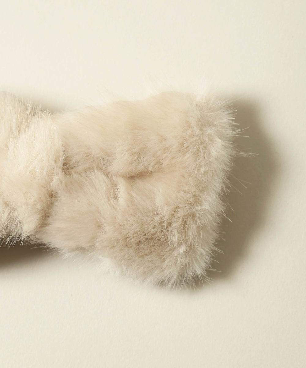 フェイクファーリボンバレッタ