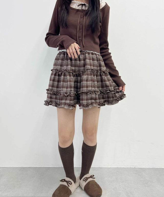 G*y様 ブラウンチェック フリルミニスカート(ズボン) チェックフリルミニスカート – WEGO ONLINE STORE