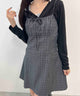 切り替えチェックキャミワンピース/グレー モデル：157㎝ F着用