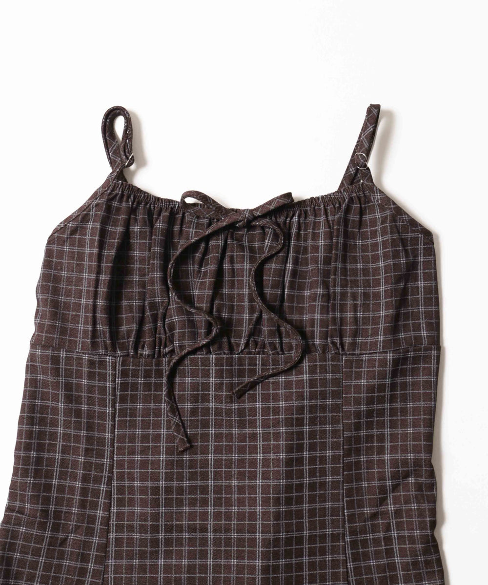 切り替えチェックキャミワンピース