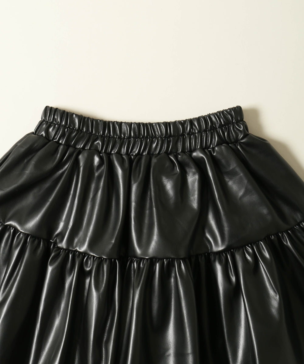 PUティアードミニスカート