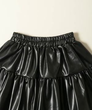 PUティアードミニスカート