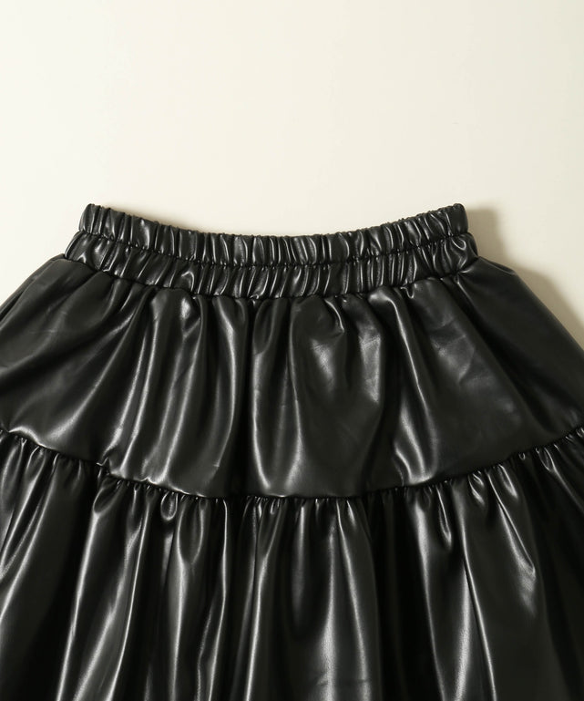 PUティアードミニスカート