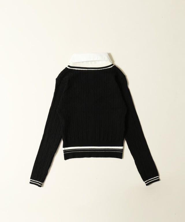 シャツドッキングラインニット