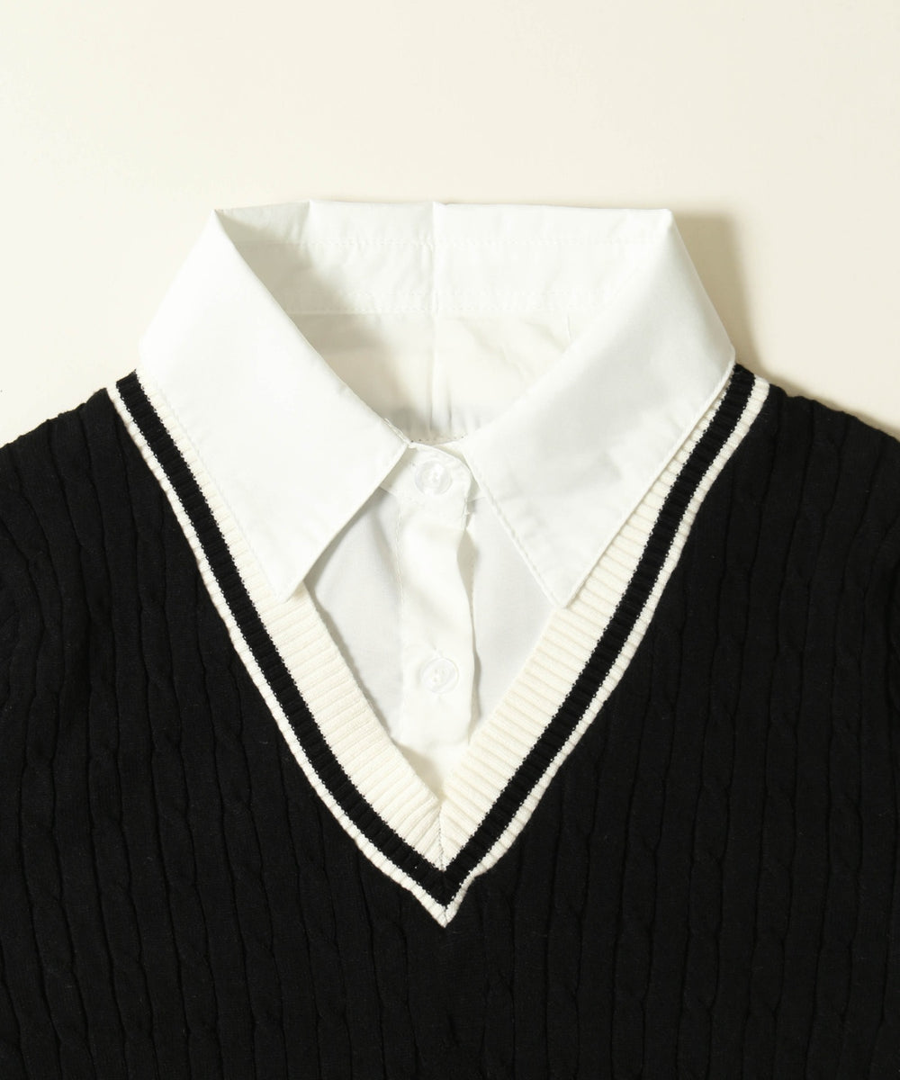 シャツドッキングラインニット