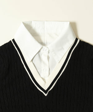 シャツドッキングラインニット