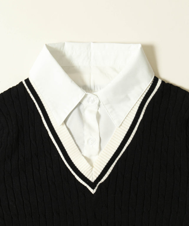 シャツドッキングラインニット