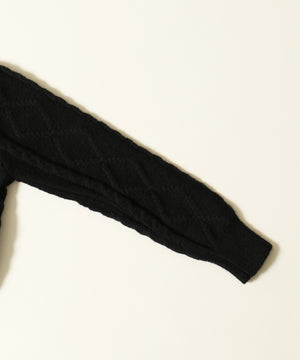 Wジップ襟付きケーブルカーディガン