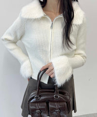 フェザーキリカエWジップカーディガン