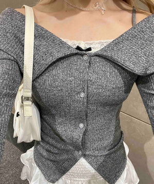 ビッグカラーオフショルトップス